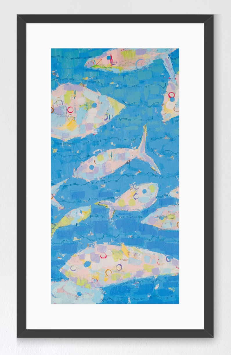 Abstract Fish Print - Current of Joy -Tall