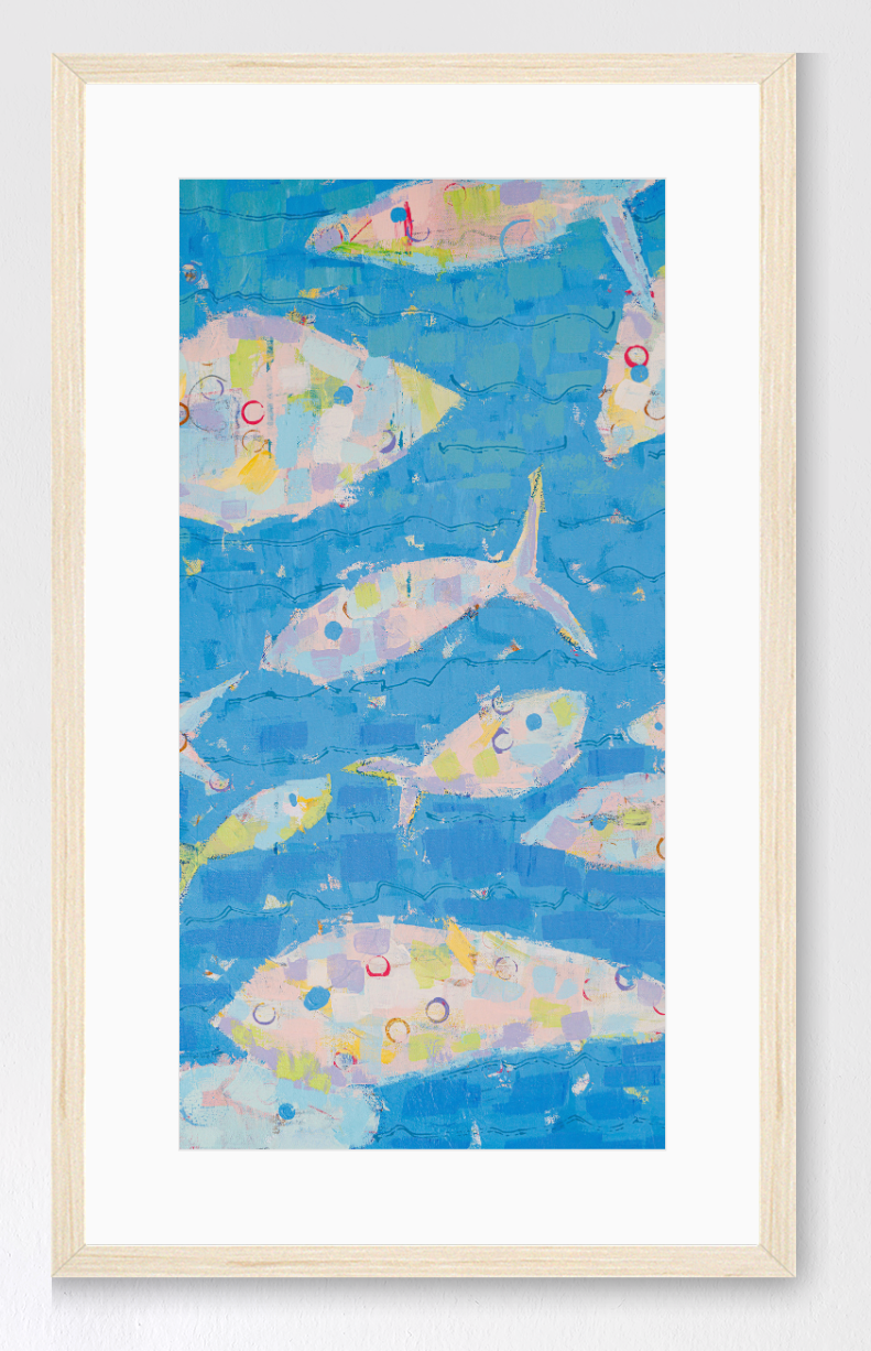 Abstract Fish Print - Current of Joy -Tall
