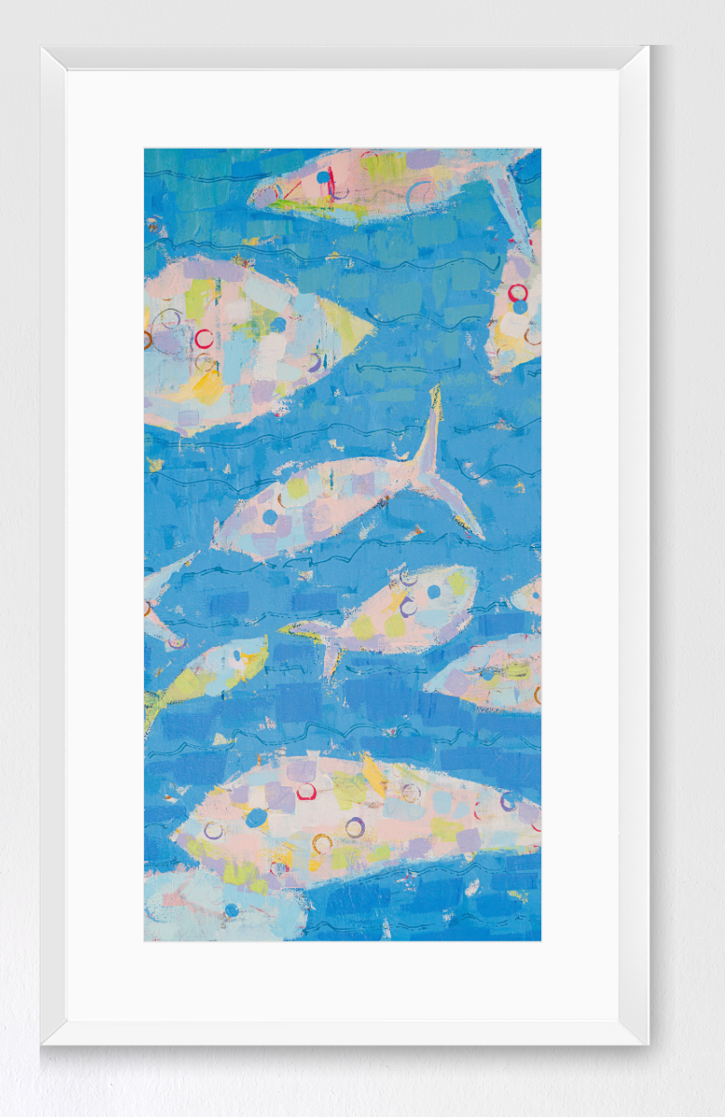 Abstract Fish Print - Current of Joy -Tall