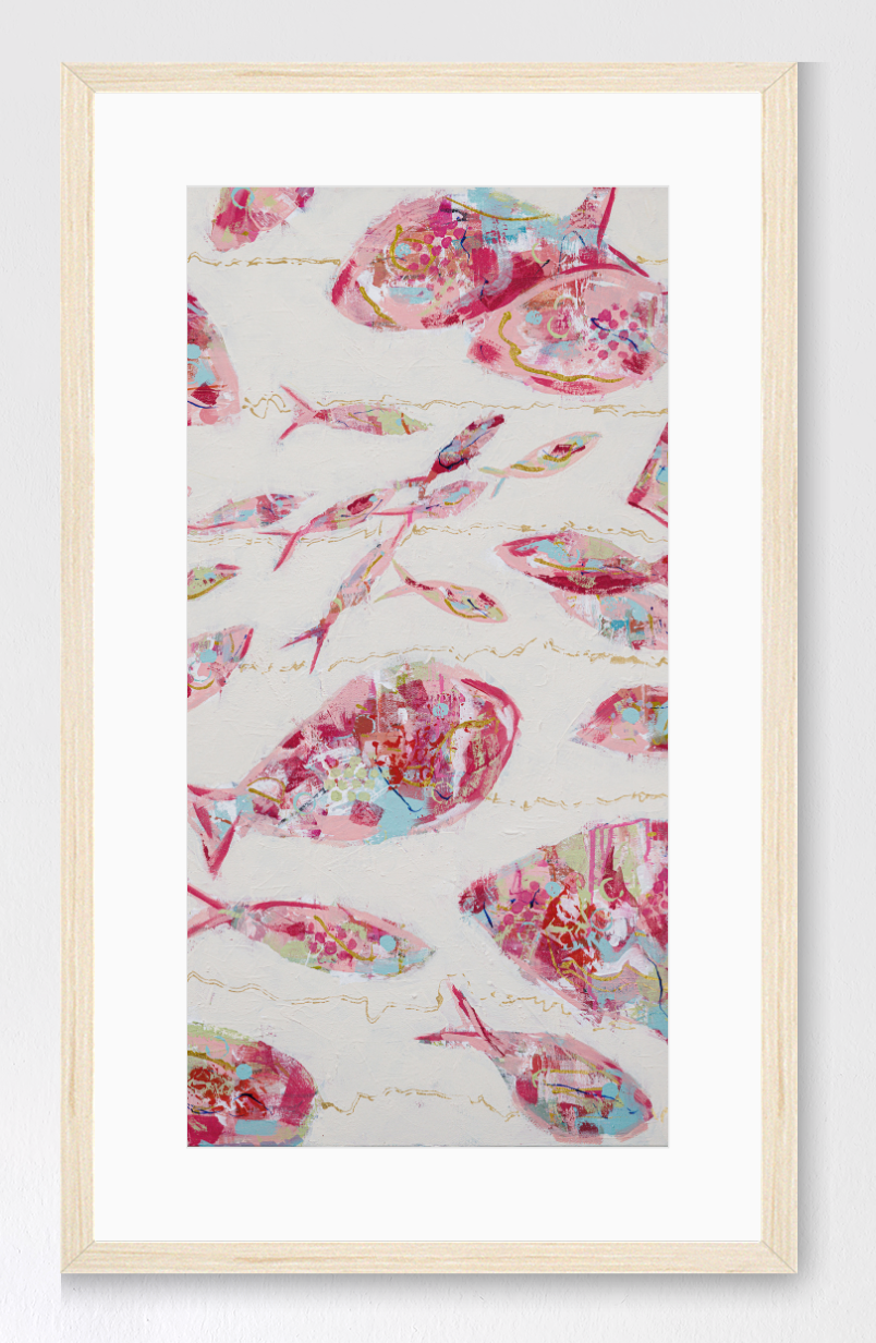 Framed Abstract Fish Print - Current of Thoughts -Tall
