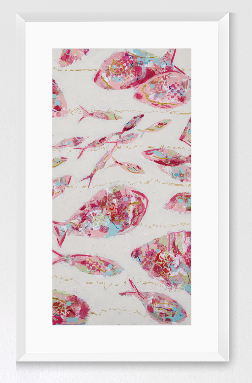 Framed Abstract Fish Print - Current of Thoughts -Tall