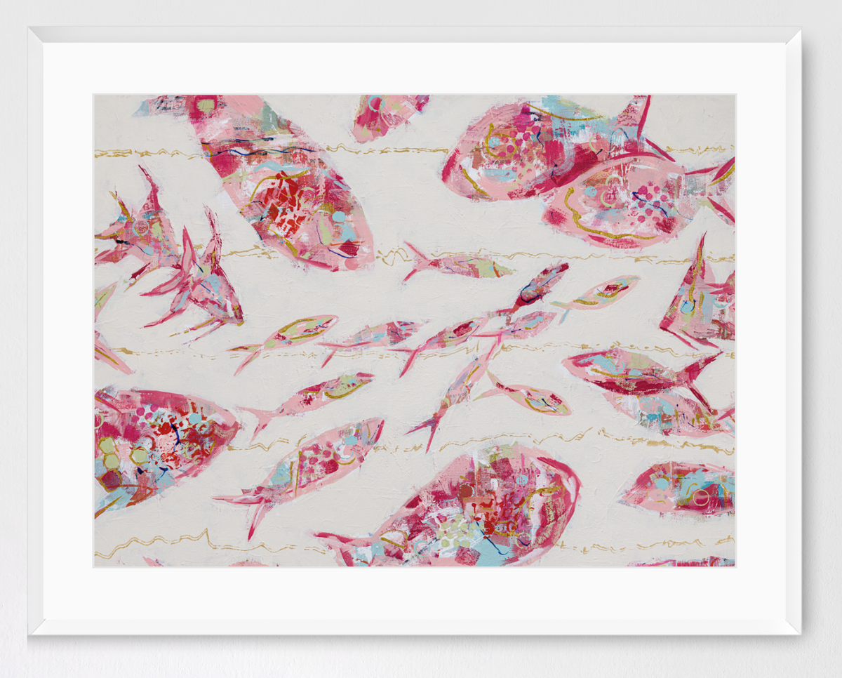 School of Thoughts - Horizontal - Framed Modern Coastal Abstract Fish Print