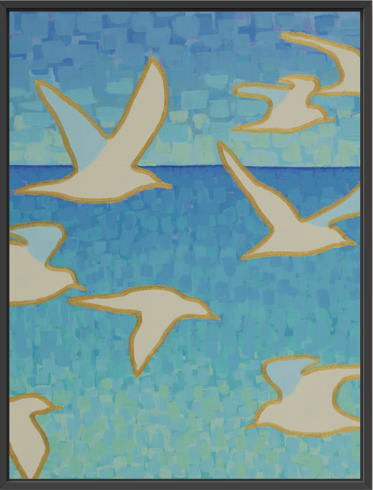 Coastal Flying Seagulls - Wings of Light - Vertical