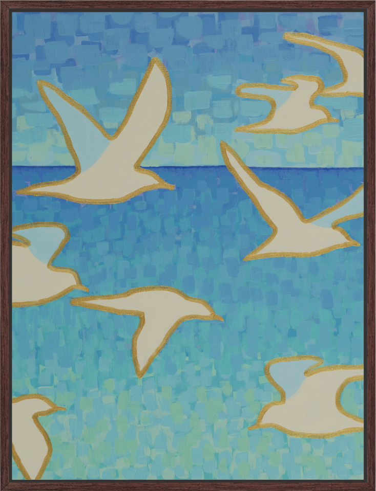 Coastal Flying Seagulls - Wings of Light - Vertical