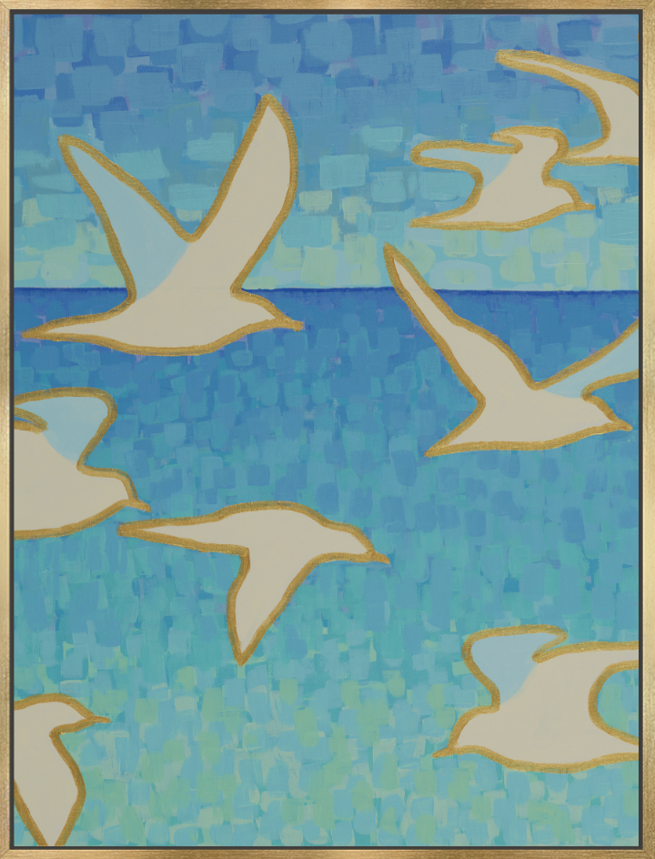 Coastal Flying Seagulls - Wings of Light - Vertical