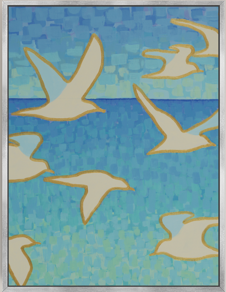 Coastal Flying Seagulls - Wings of Light - Vertical