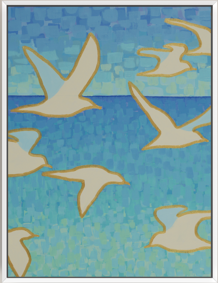Coastal Flying Seagulls - Wings of Light - Vertical