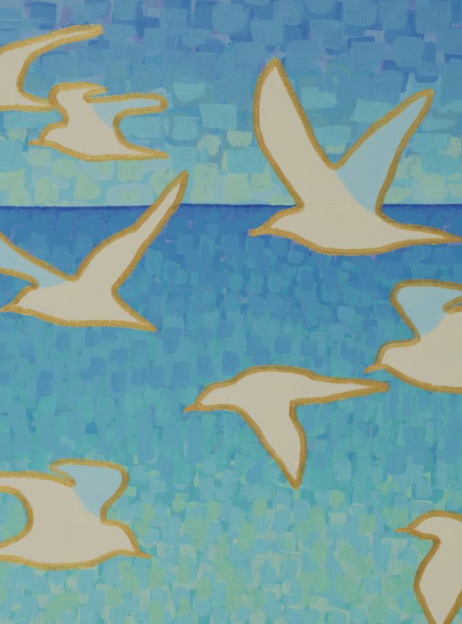 Coastal Flying Seagulls - Wings of Light - Vertical