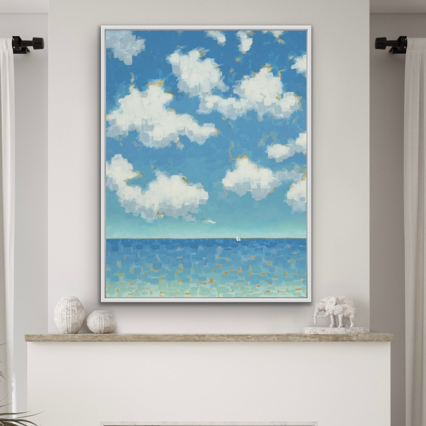 Far and Free – Vertical Edition Sunny Day Ocean Sail Giclée Canvas