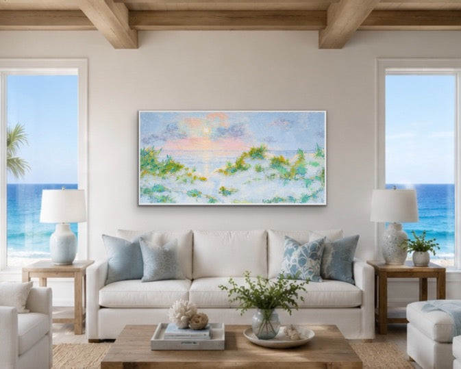 Statement Coastal Dunes Sunrise Giclée Canvas Print - "Summer Dreams" – Panorama