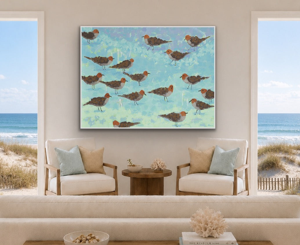 Large Designer Contemporary Shorebird Art - Morning Briefing I