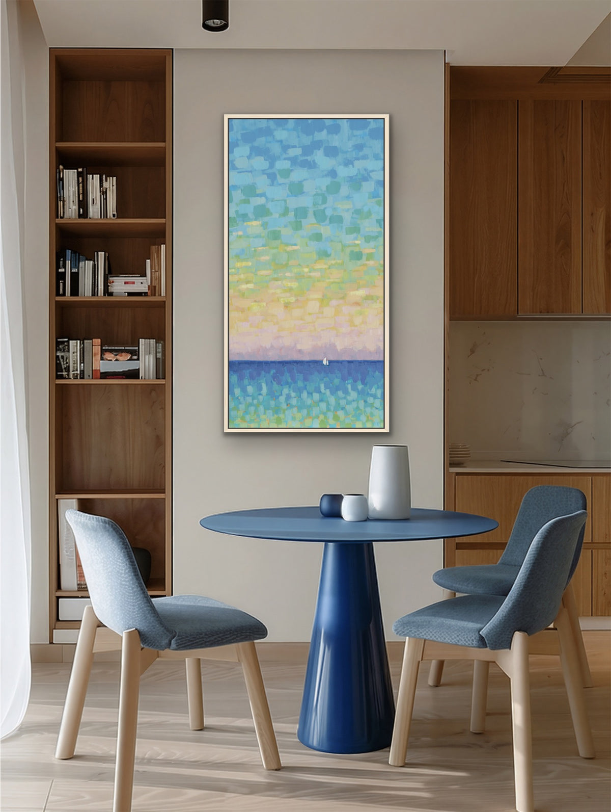 Sunset Sail - Slender Seascape with Sailboat