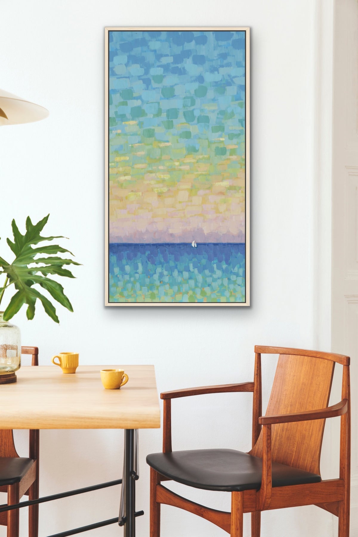 Sunset Sail - Slender Seascape with Sailboat