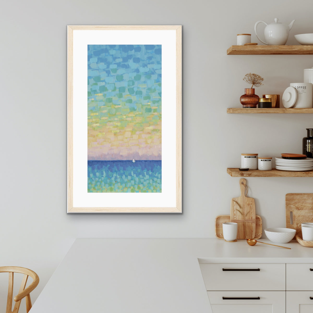 A Sunset Sail  Framed Seascape Fine Art Print - Tall Edition