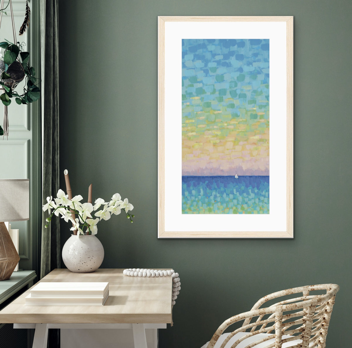 A Sunset Sail  Framed Seascape Fine Art Print - Tall Edition