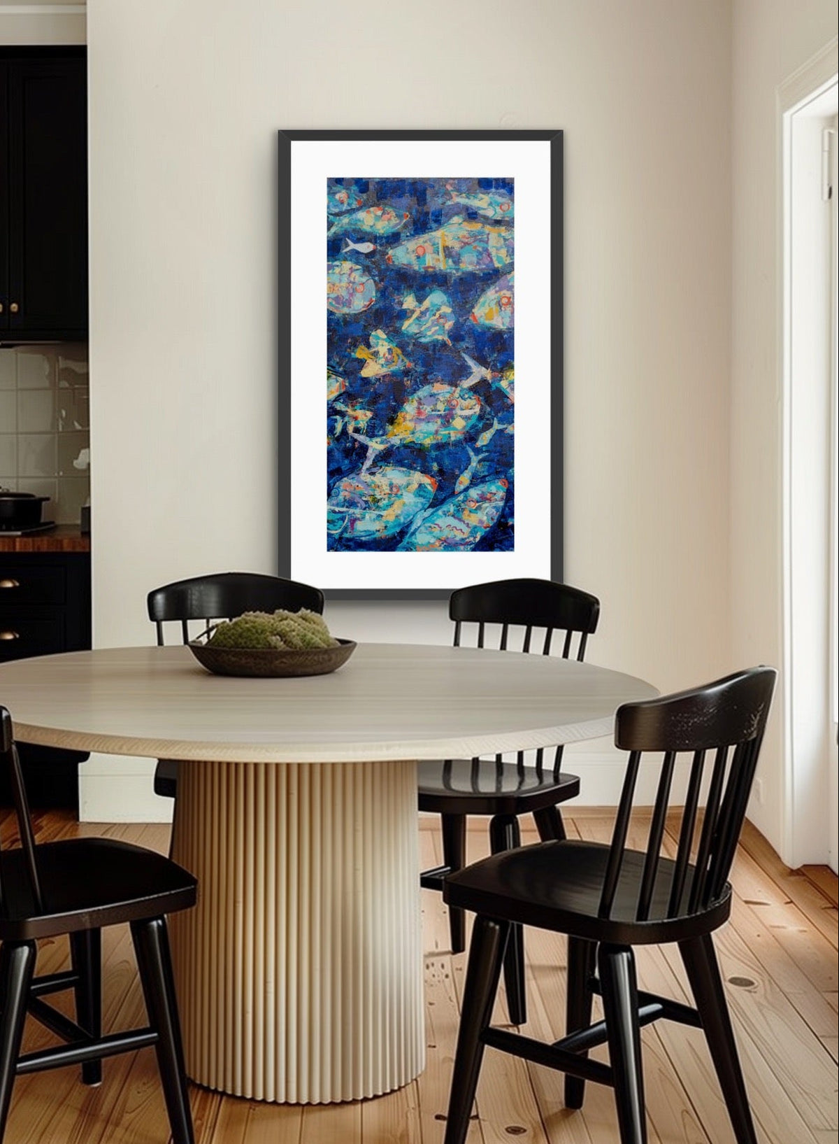 One Underwater Wonderland Framed Abstract Fish Print - Tall Edition