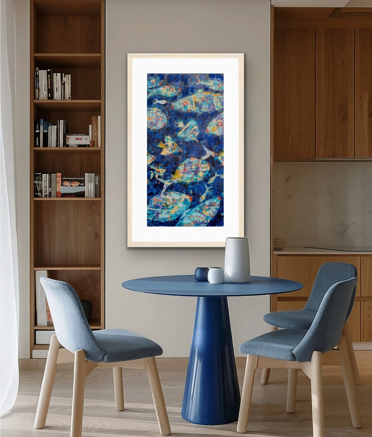 One Underwater Wonderland Framed Abstract Fish Print - Tall Edition