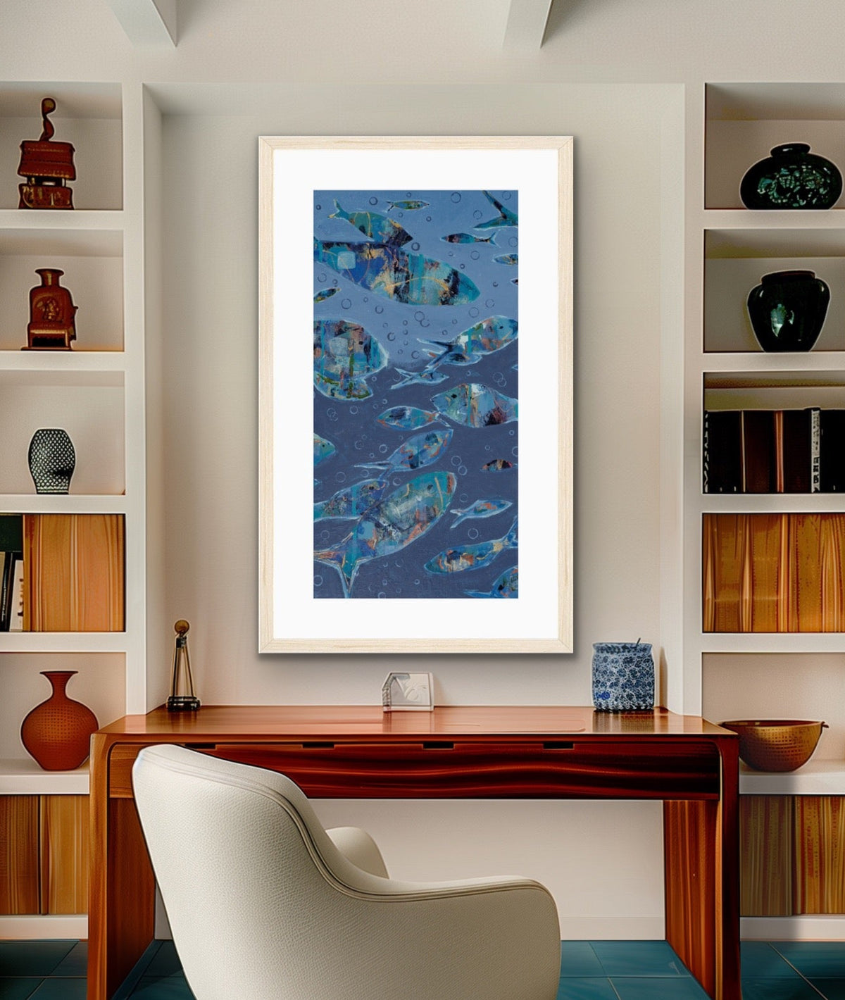 Current of Harmony Framed Abstract Fish Print - Tall Edition