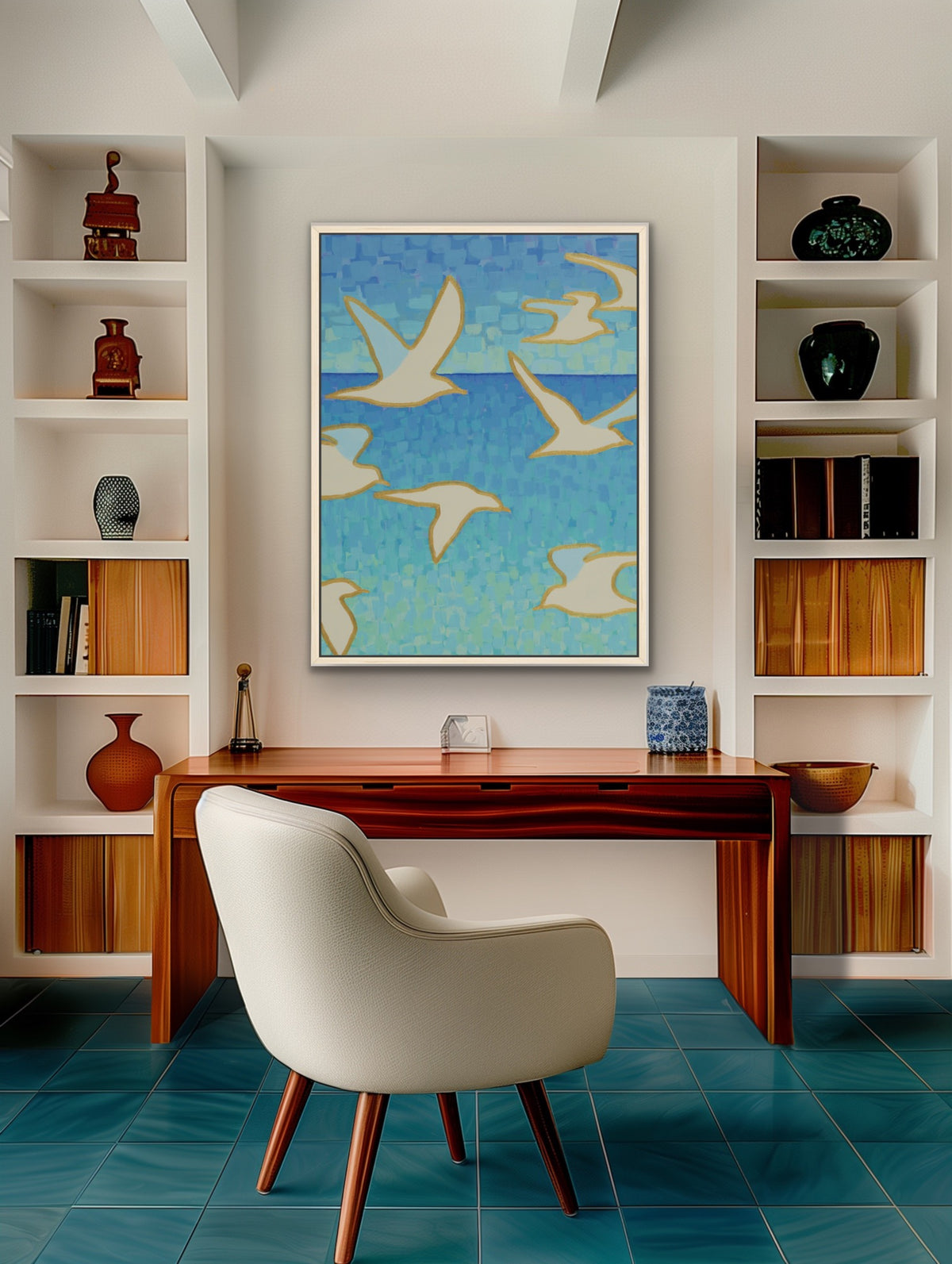 Coastal Flying Seagulls - Wings of Light - Vertical