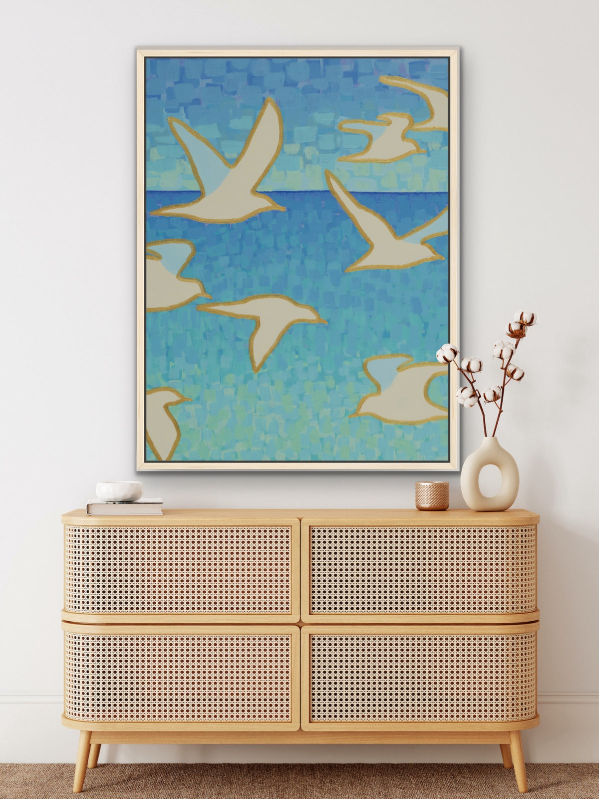Coastal Flying Seagulls - Wings of Light - Vertical