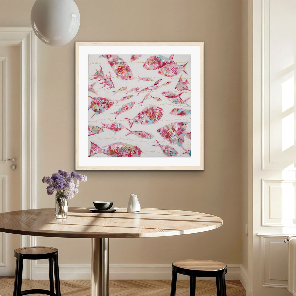 Coastal Abstract Fish Archival Print - School of Thoughts - Sq.