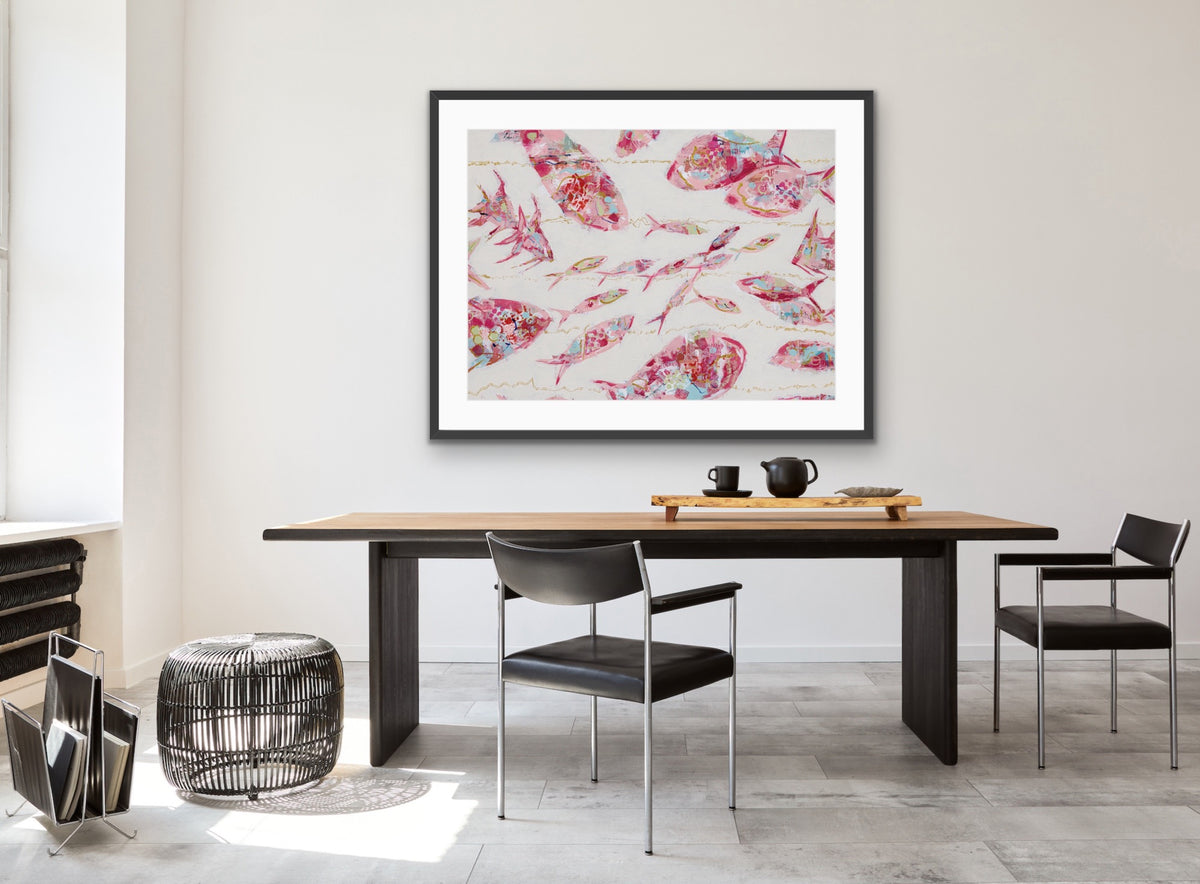 School of Thoughts - Horizontal - Framed Modern Coastal Abstract Fish Print