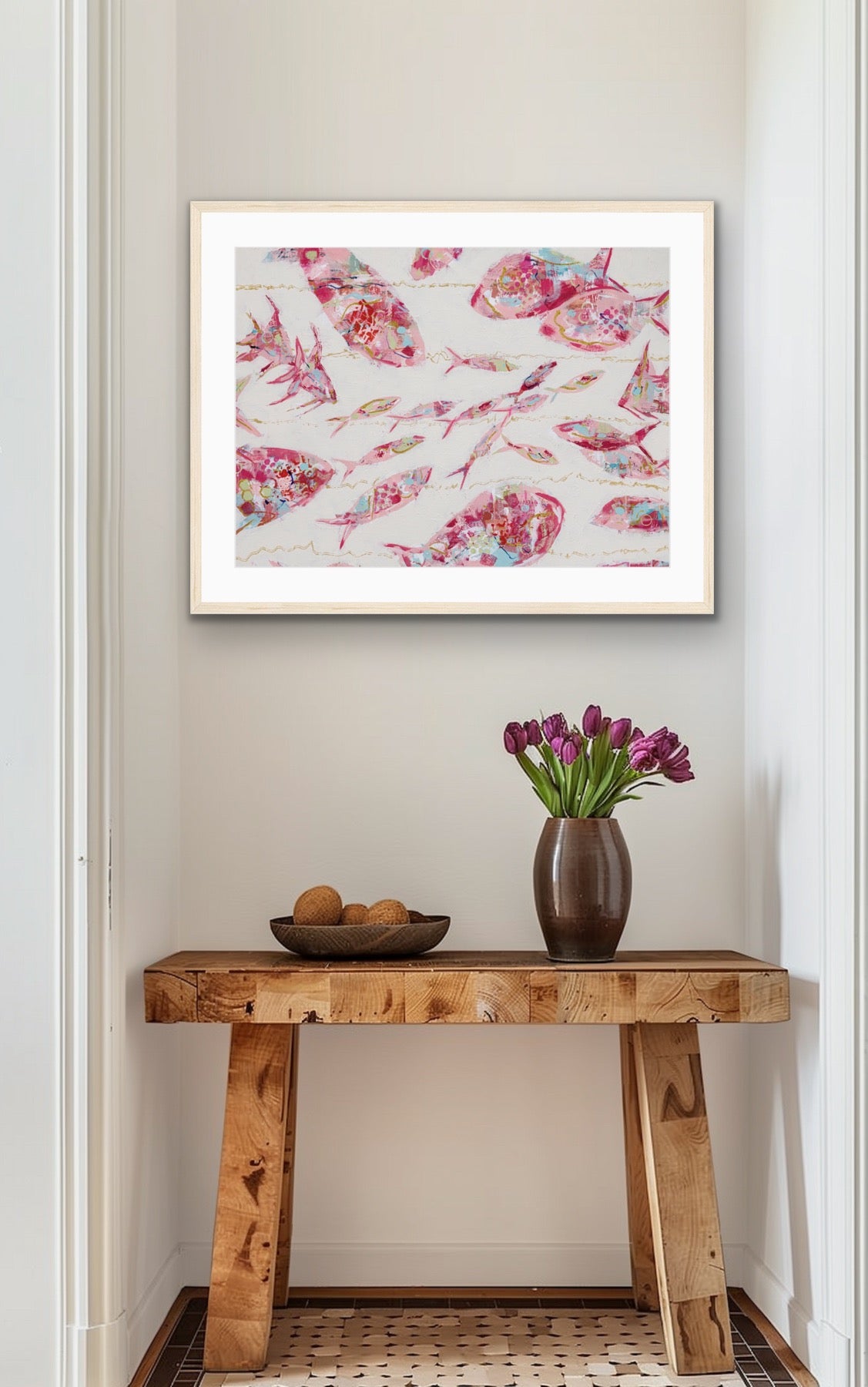 School of Thoughts - Horizontal - Framed Modern Coastal Abstract Fish Print