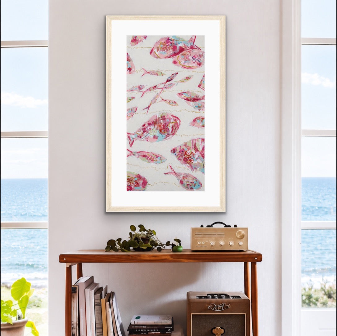 Framed Abstract Fish Print - Current of Thoughts -Tall
