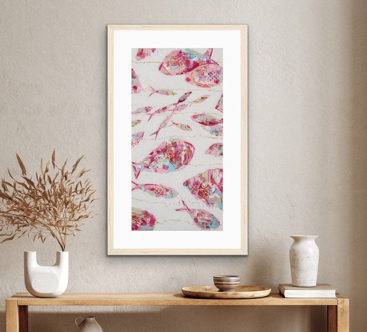 Framed Abstract Fish Print - Current of Thoughts -Tall