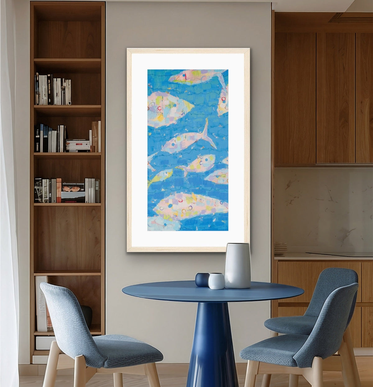 Abstract Fish Print - Current of Joy -Tall