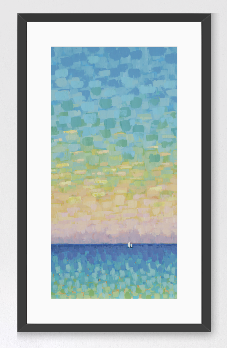 A Sunset Sail  Framed Seascape Fine Art Print - Tall Edition