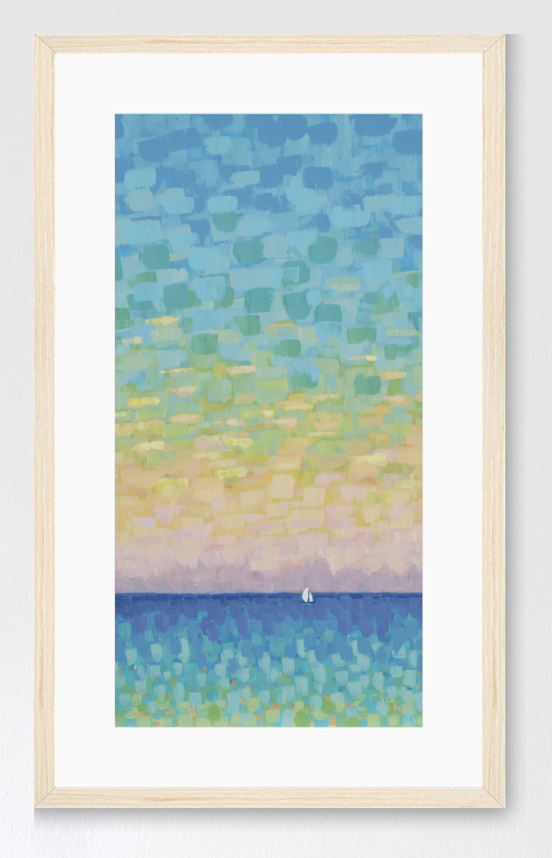 A Sunset Sail  Framed Seascape Fine Art Print - Tall Edition