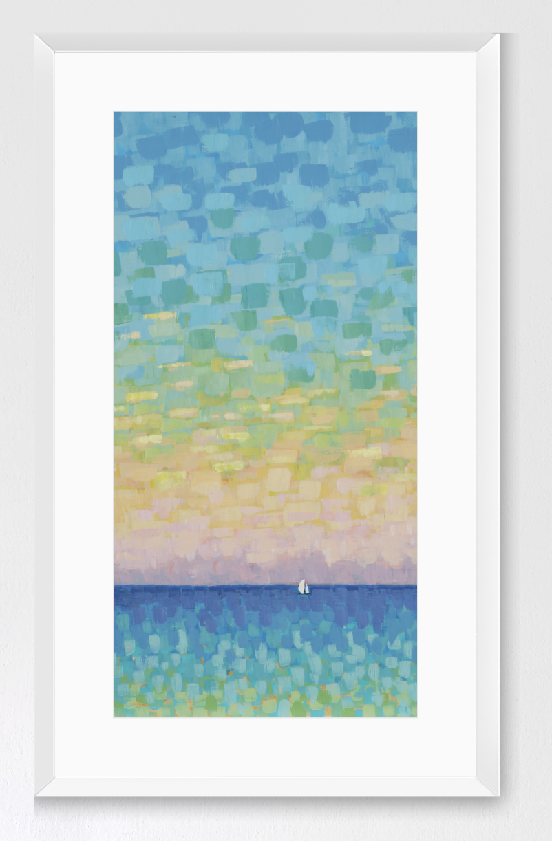 A Sunset Sail  Framed Seascape Fine Art Print - Tall Edition