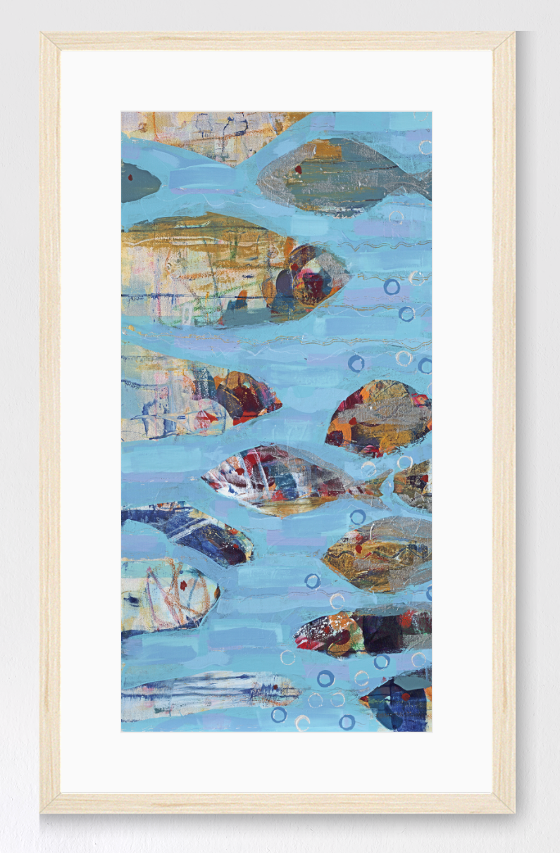 School of Wonder Framed Abstract Fish Print - Tall Edition