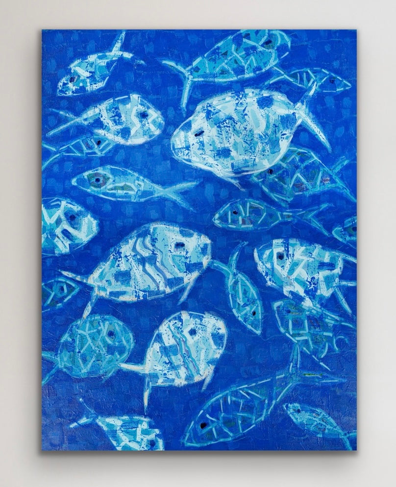 Abstract ocean fish original artwork by Martha Brane symbolizing flow, intuition, and collective movement