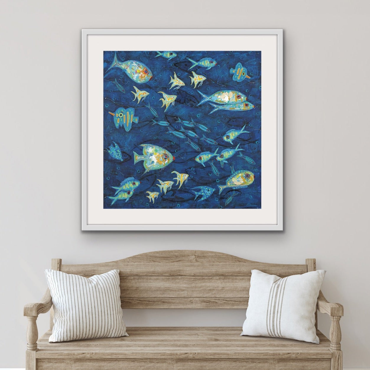 Modern marine life painting reproduced on archival cotton rag paper