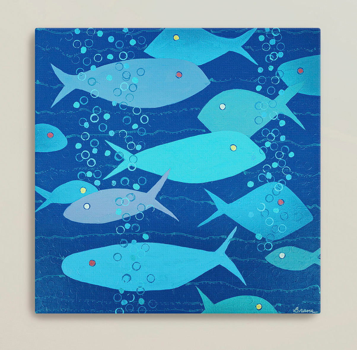 Abstract underwater fish painting printed on archival giclée canvas