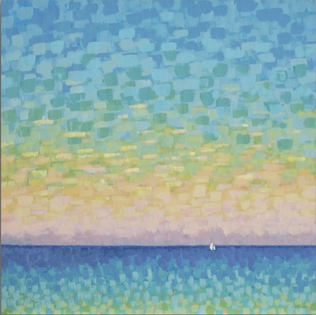 modern sunset sail seascape with sailboat 