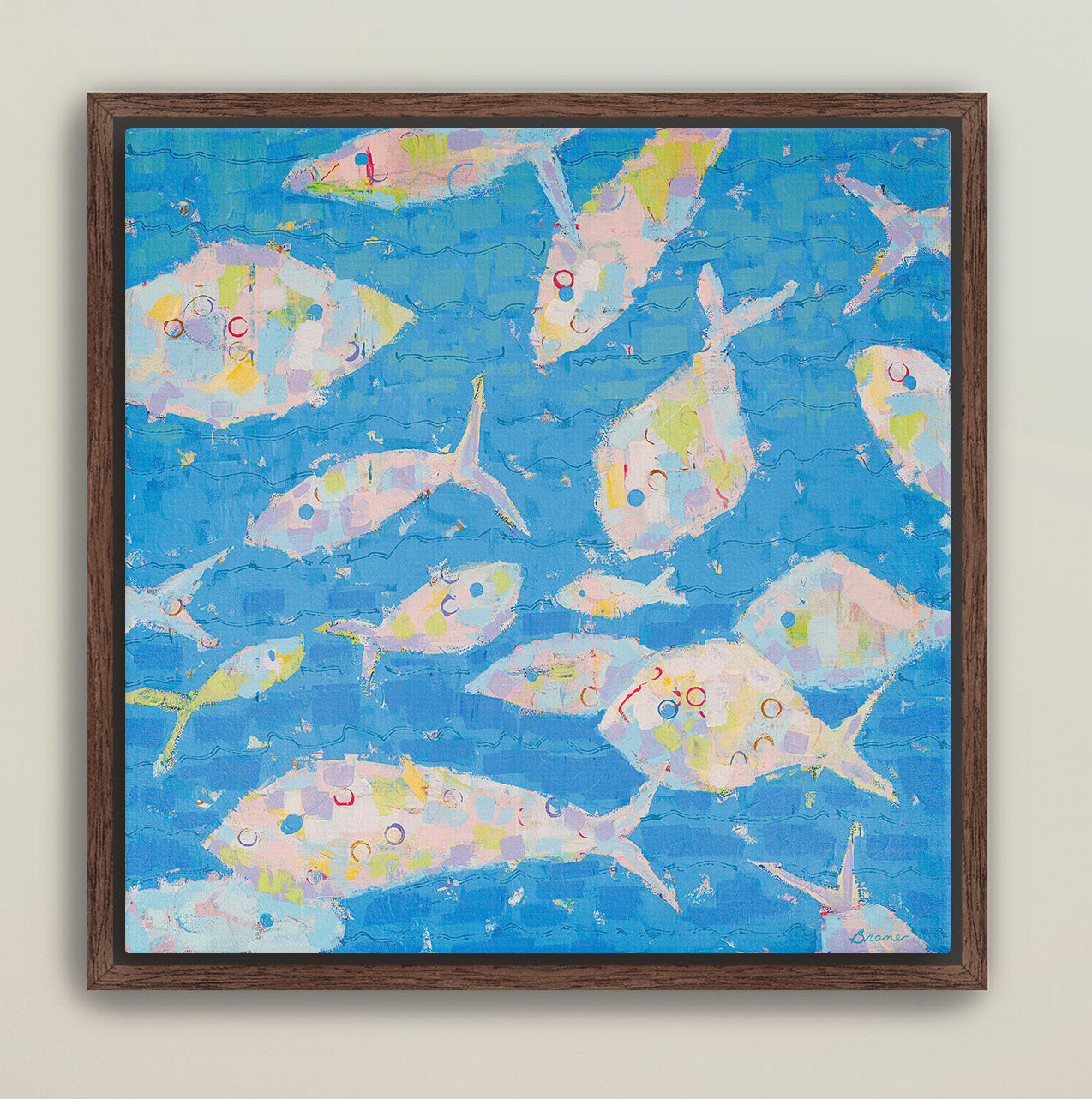 Martha Brane bright and joyful fish art print on canvas