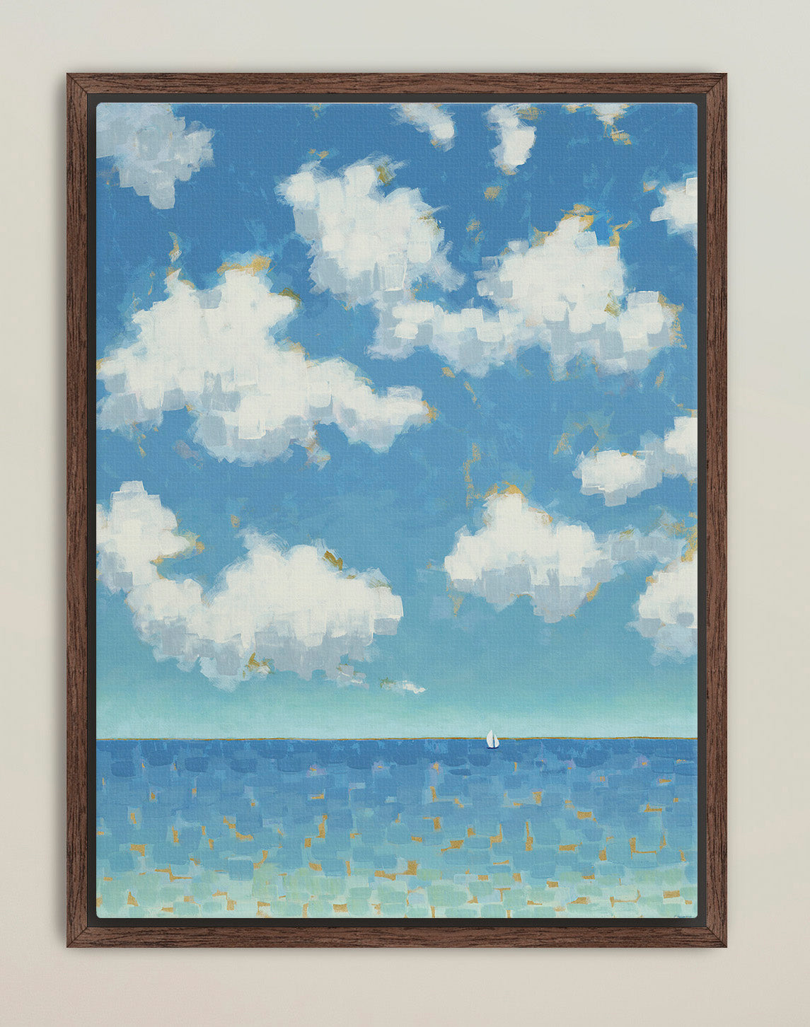 Luxury giclée canvas print in soft blues and turquoise tones