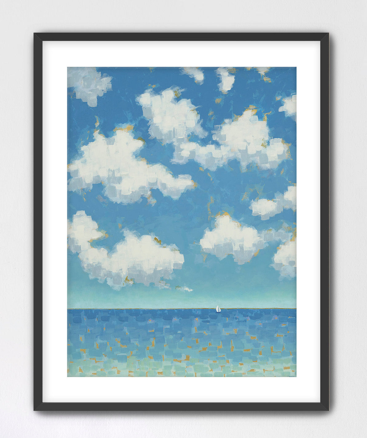 Luxury cotton rag seascape framed under acrylic
