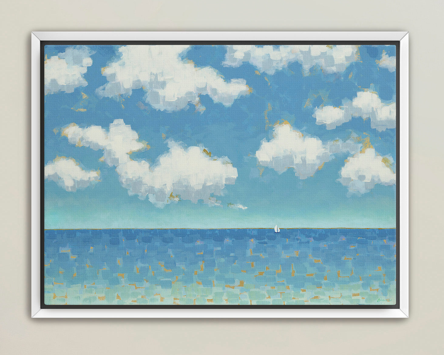 Luxury giclée canvas print of peaceful ocean and sky scene