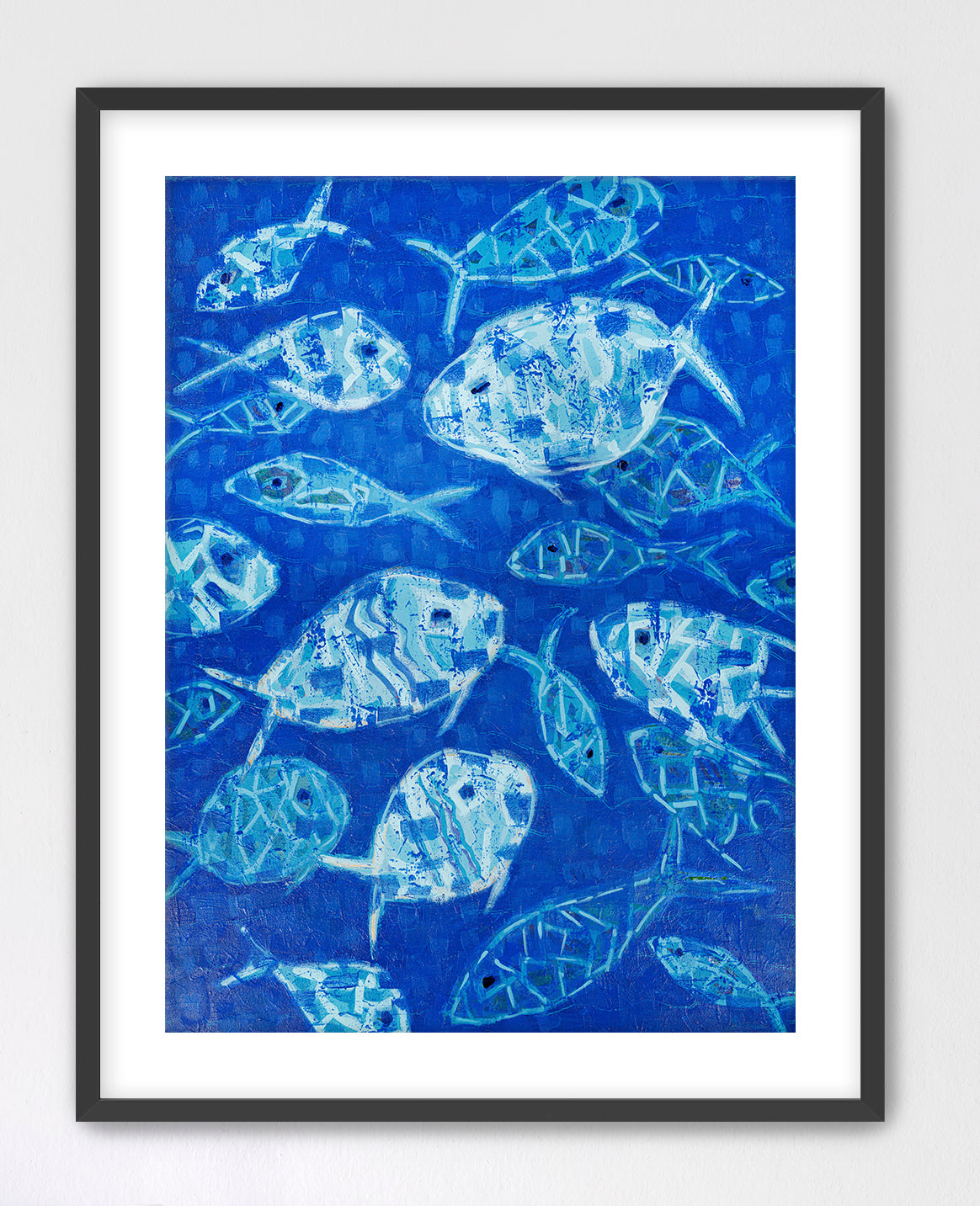 Upscale Abstract Ocean Fish Fine Art Archival Print - "Hooked On Blue"