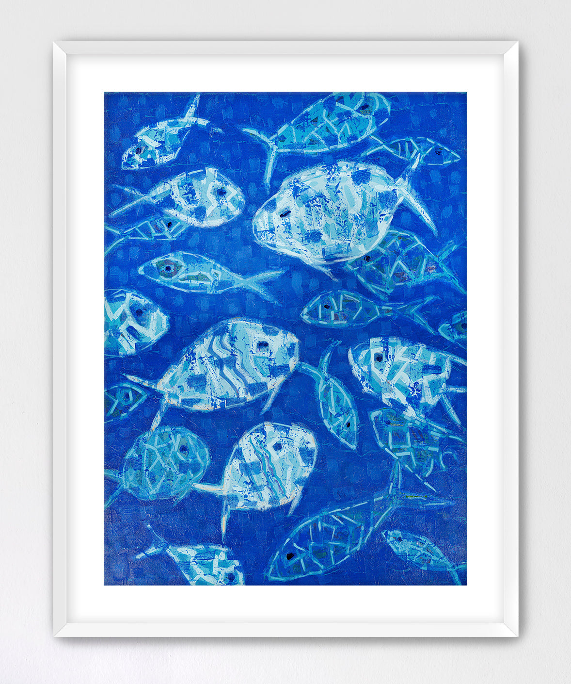 Upscale Abstract Ocean Fish Fine Art Archival Print - "Hooked On Blue"