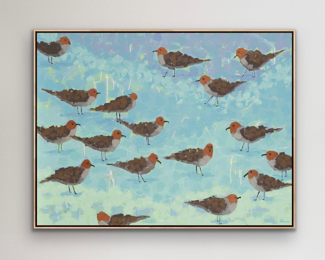 Artist signature on original canvas of Morning Briefing I by Martha Brane.