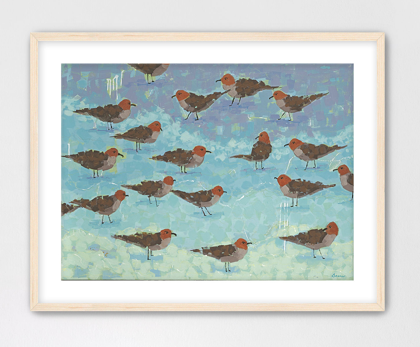 Luxury giclée wall art of seaside birds, designed to pair with Morning Briefing I as a diptych