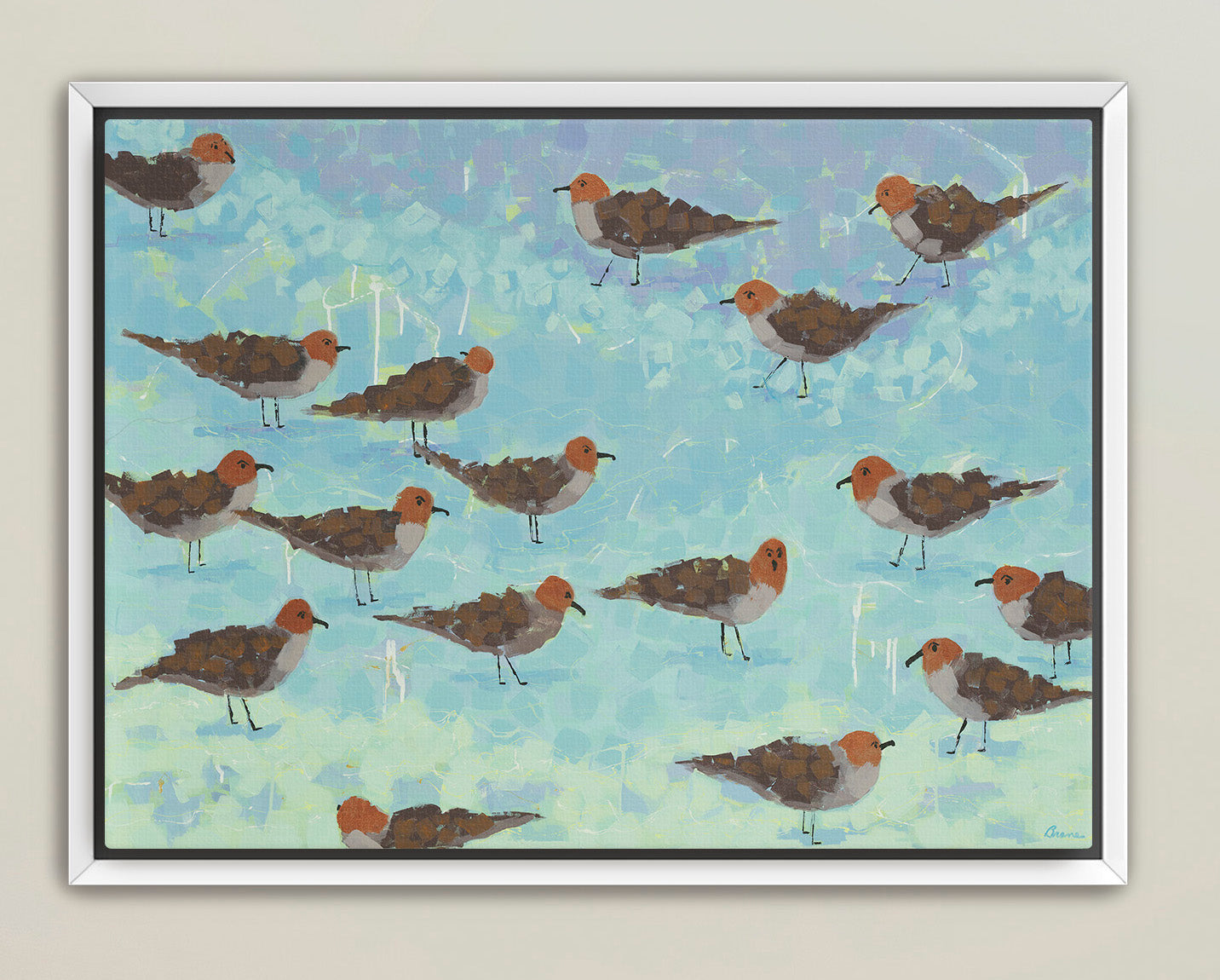 Large Designer Contemporary Shorebird Art (Up to 45 x 60) - Morning Briefing I