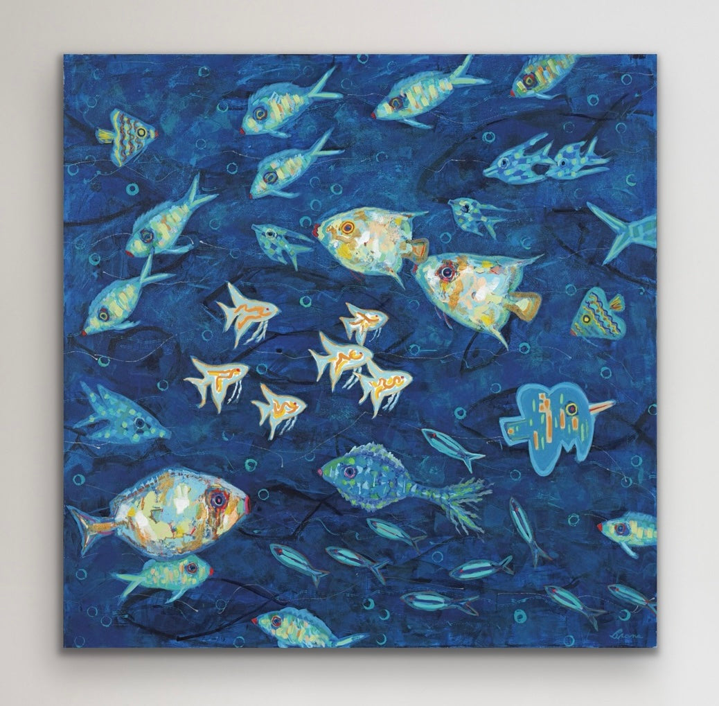 Ocean Gala II displayed alongside its companion piece Ocean Gala I as a diptych.