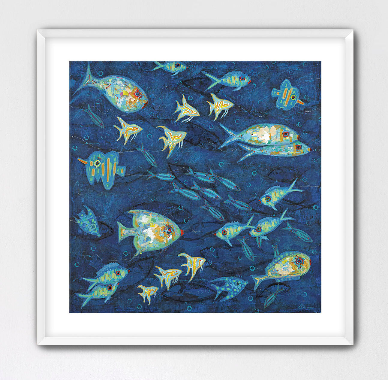 Colorful coastal fish composition with indigo background, Ocean Gala I