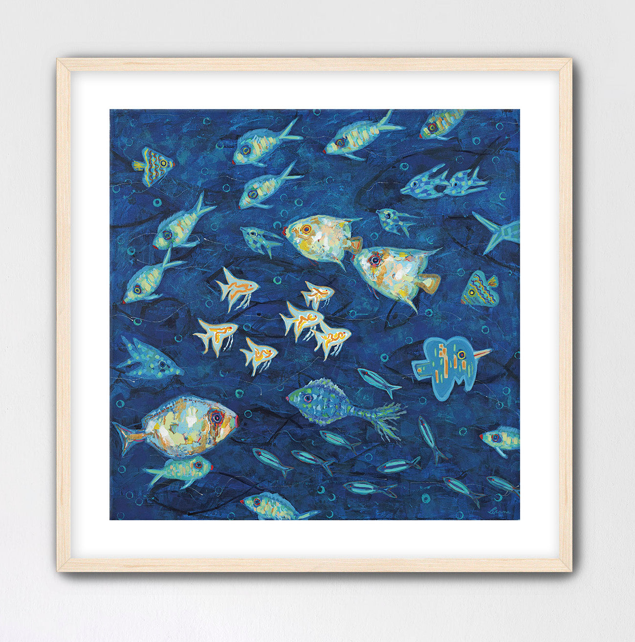 Underwater fish composition printed on archival cotton rag paper